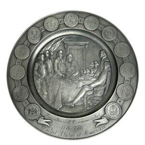 Bicentennial Commemorative Pewter Plate 1776-1976 "We Are One" Serial No. 000271